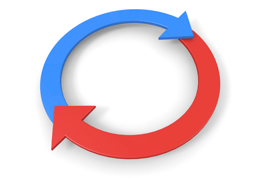 Red and Blue Circle Arrow Logo - Cycle Arrows Red Blue - DharaGlobal