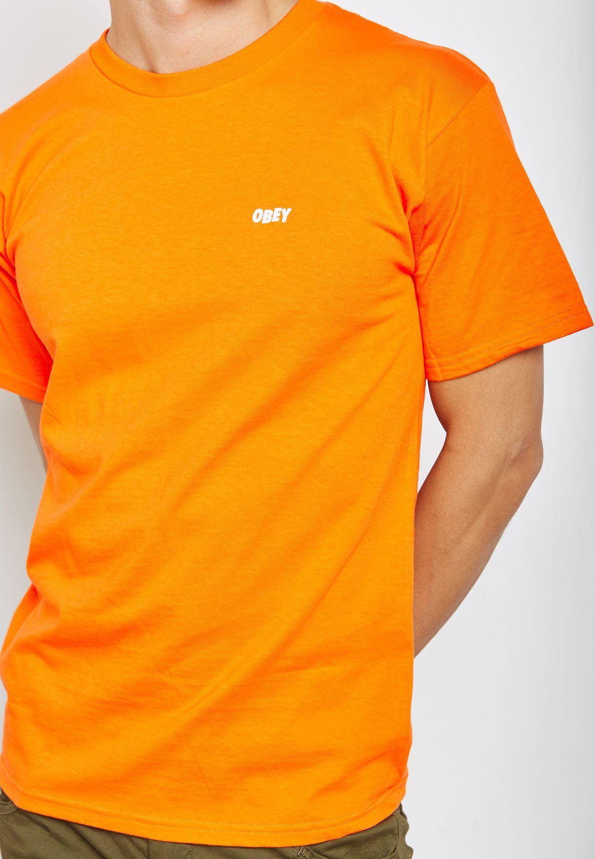 Obey Orange Logo - Shop Obey orange Logo Print T-Shirt 163081489 for Men in Qatar ...
