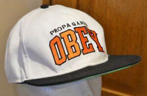 Obey Orange Logo - OBEY PROPAGANDA Snapback Hat Cap Beige Black Orange Embroidered Logo ...