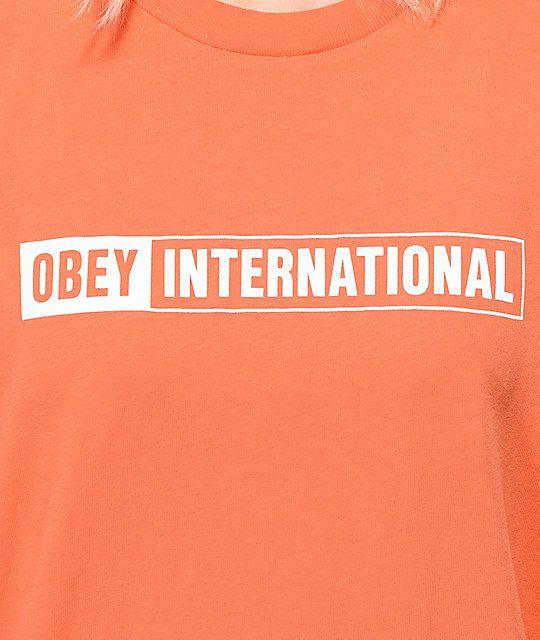 Obey Orange Logo - Obey International 2 Box Logo Pigment Orange Long Sleeve T-Shirt ...