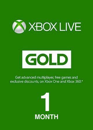 Gold Xbox Logo - Xbox Live 1 Month GOLD Subscription Card