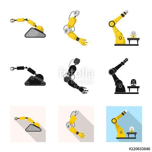 Web Robot Logo - Vector design of robot and factory logo. Set of robot and space