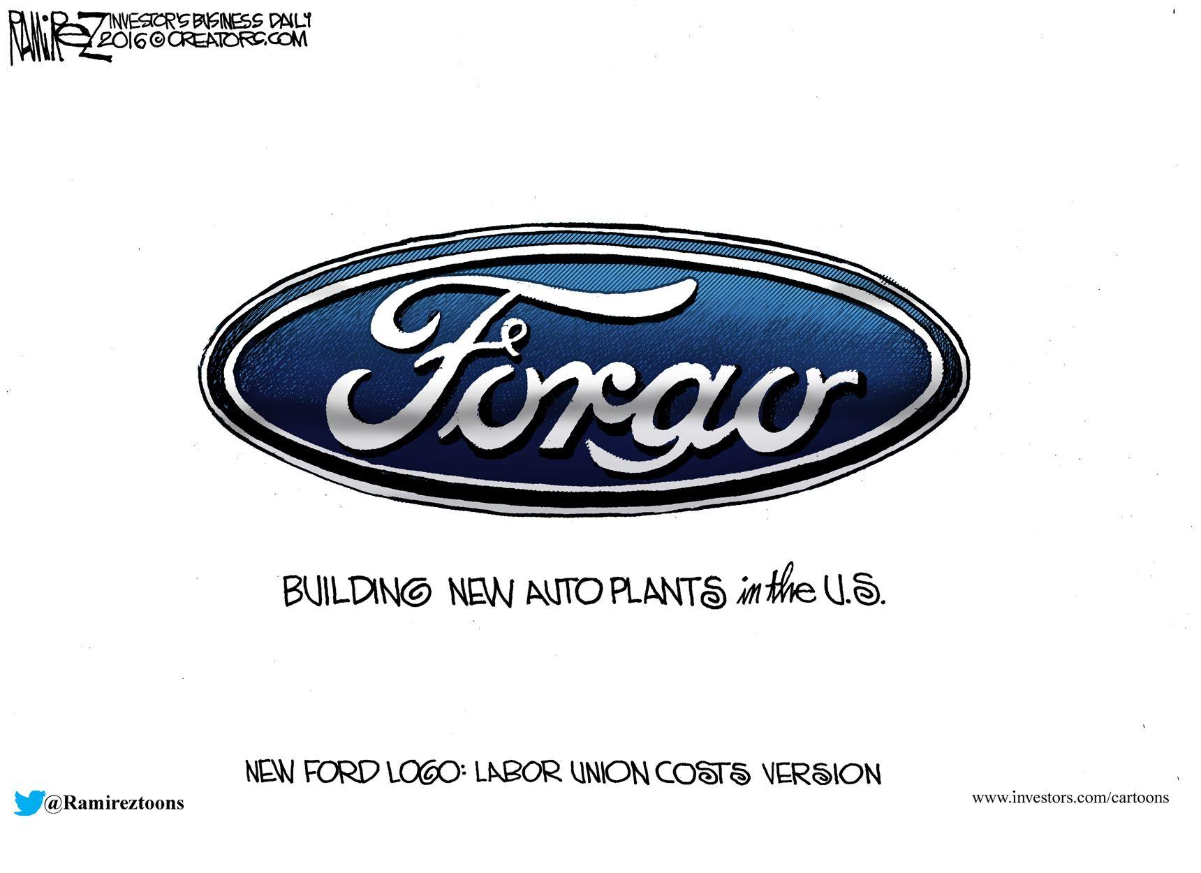 Cartoon Ford Logo - Ramirez Cartoon: New Ford Logo. Investor's Business Daily