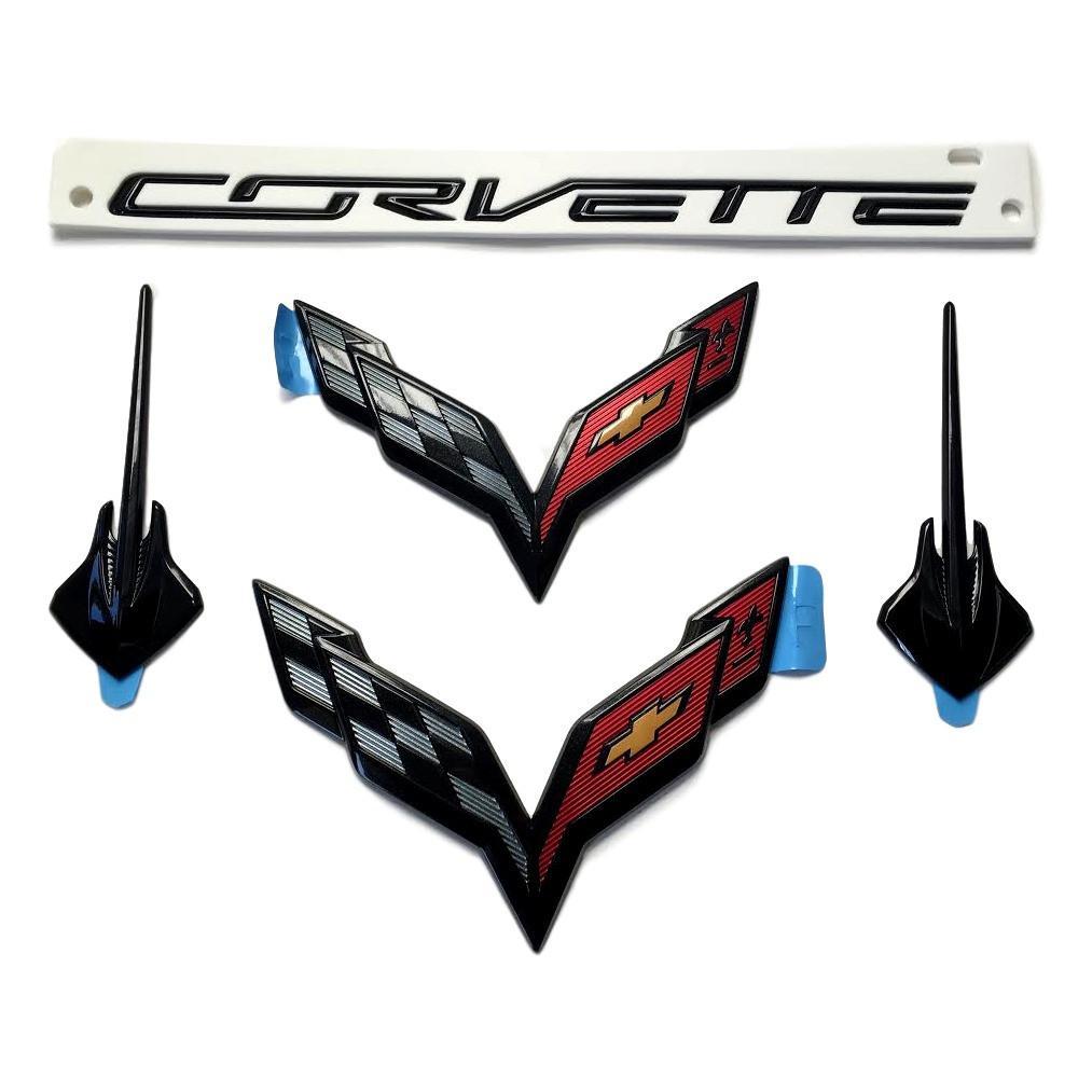 Black Corvette Stingray Logo - C7 Corvette Stingray Carbon Flash Black Emblem Badges | 23465587 |