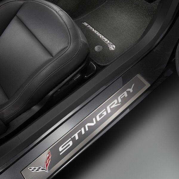 Black Corvette Stingray Logo - C7 Corvette Stingray 2014+ Door Sill Guards w/ Stingray Logo ...