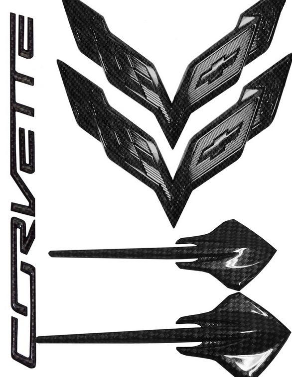 Black Corvette Stingray Logo - C7 Corvette Stingray Hydro Carbon Fiber Emblem Package