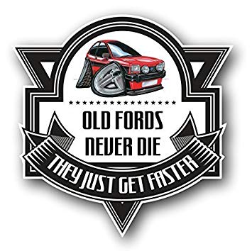 Cartoon Ford Logo - Koolart Cartoon OLD FORDS NEVER DIE Retro Mk1 Ford Fiesta XR2 Vinyl