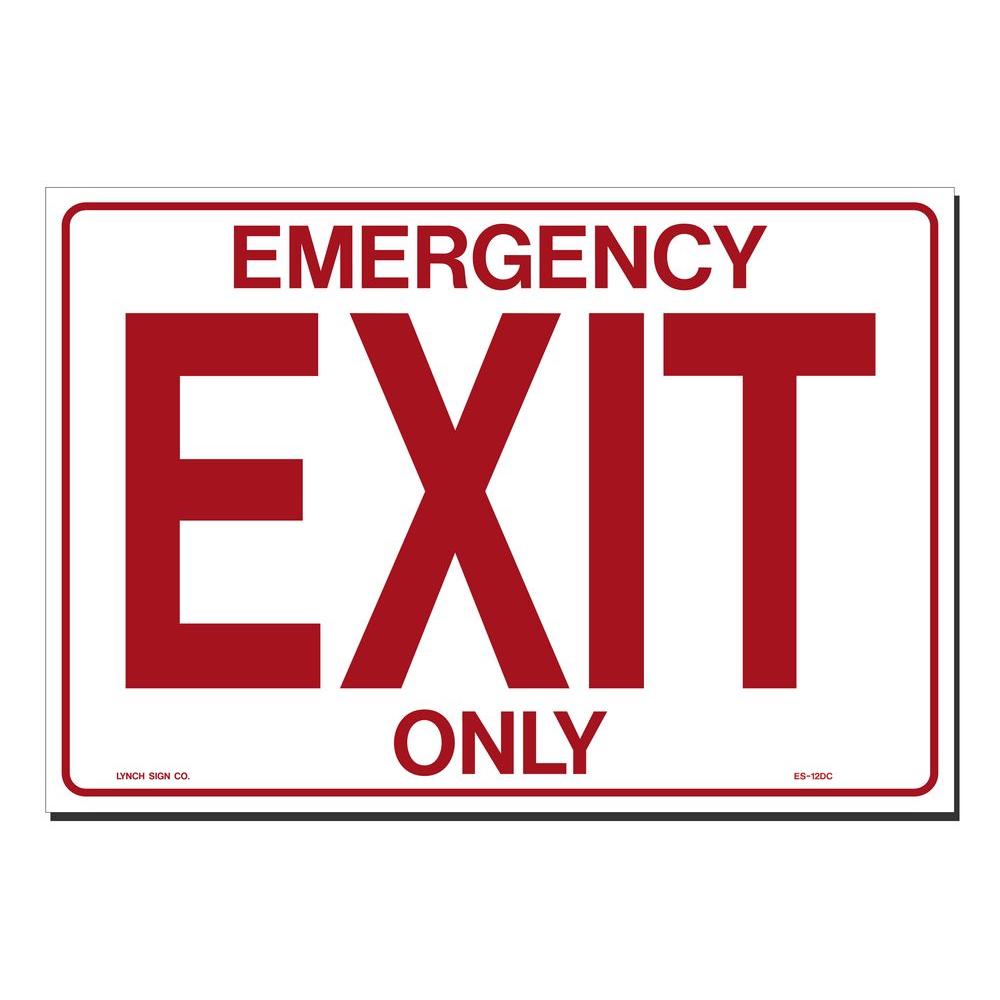 Red Rectangle with White X Logo - Lynch Sign 14 in. x 10 in. Decal Red on White Sticker Emergency Exit ...