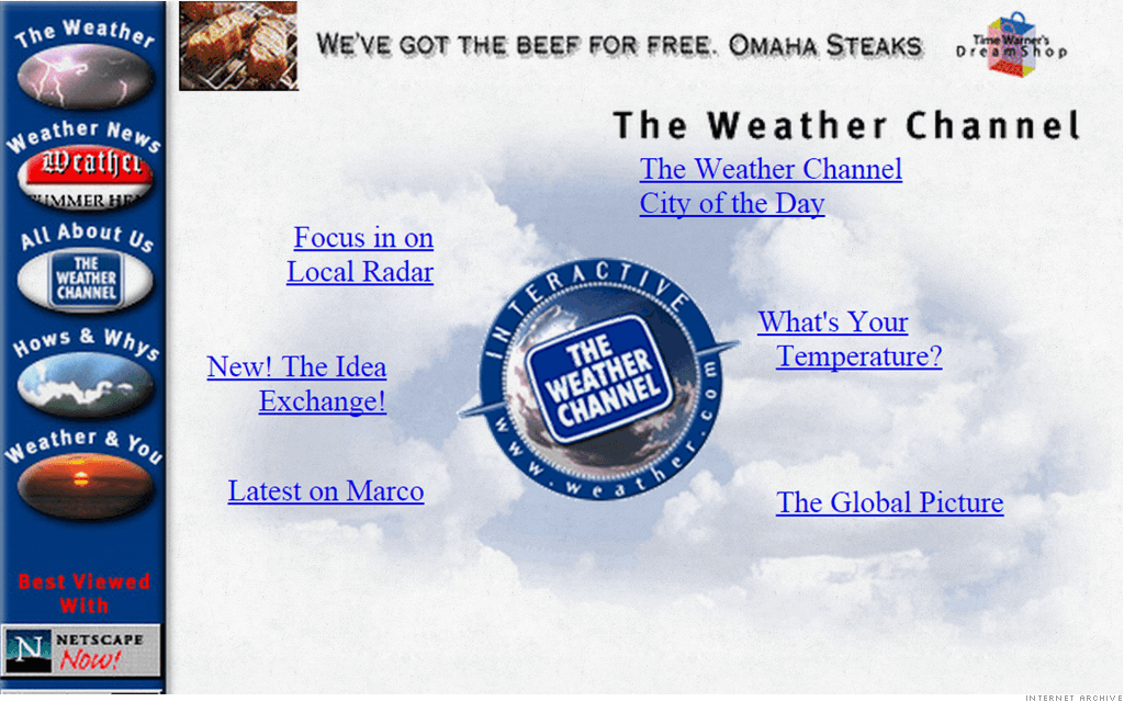 Old Weather Channel Logo - Weather.com's what your favorite websites looked like 20