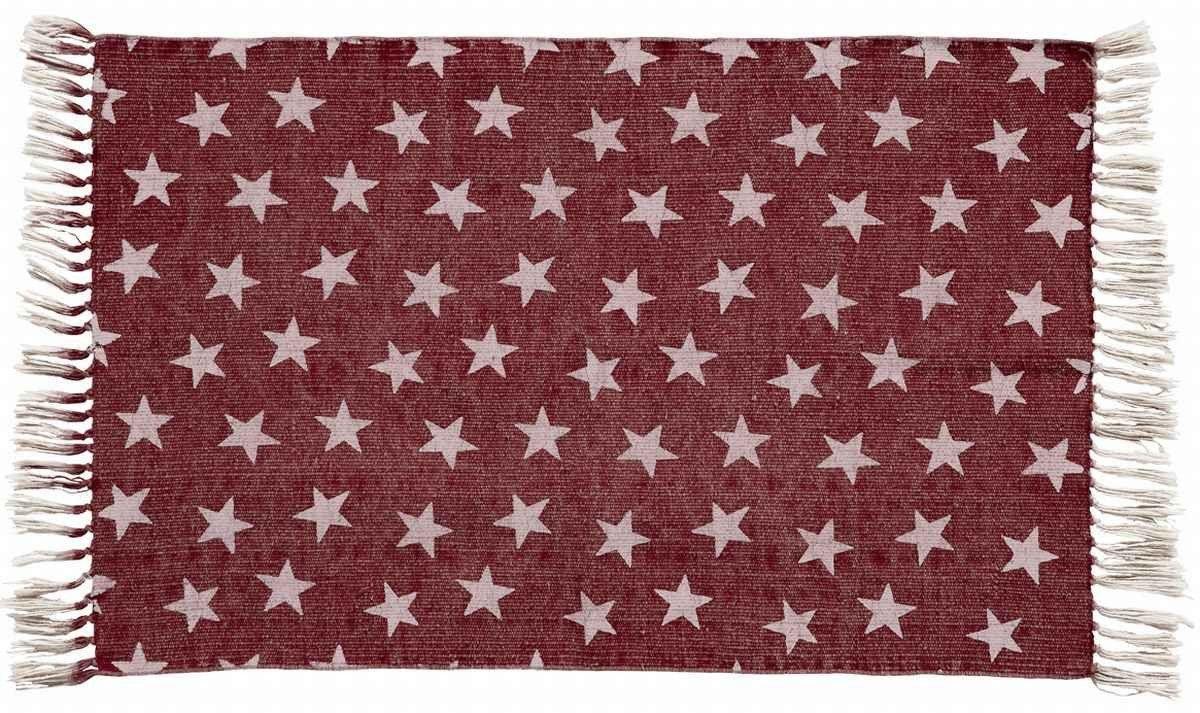 Red Rectangle with White X Logo - Multi Star Red Cotton Rug Rectangle 60 x 96 in. - Allysons Place