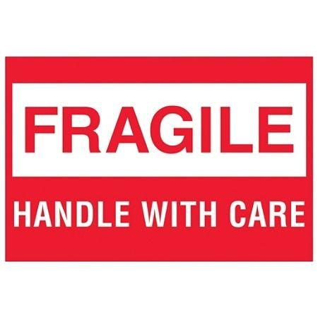 Red Rectangle with White X Logo - Tape Logic Preprinted Shipping Labels DL1051 Fragile Handle With ...