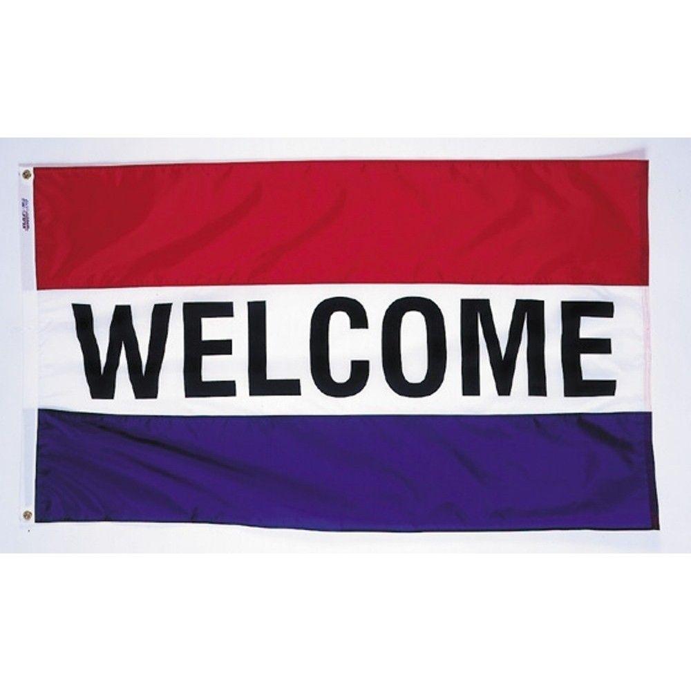 Red Rectangle with White X Logo - Lone Star Banners and Flags Nyl-Glo Welcome Flag with Red, White and ...
