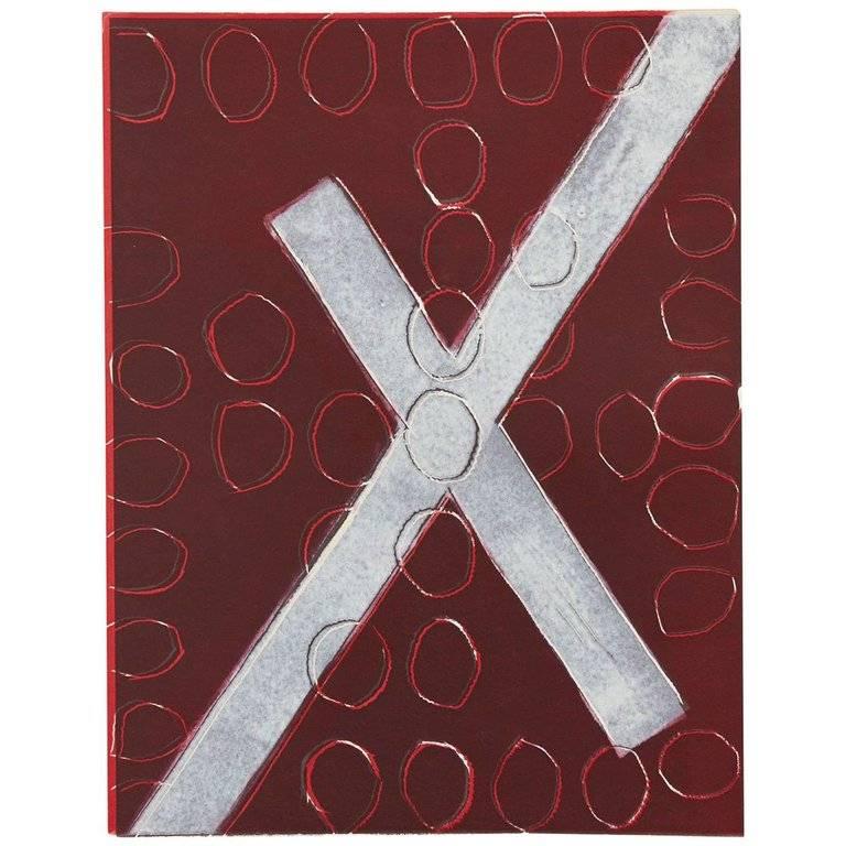 Red Rectangle with White X Logo - Wyona Diskin - White X on Red, Print For Sale at 1stdibs