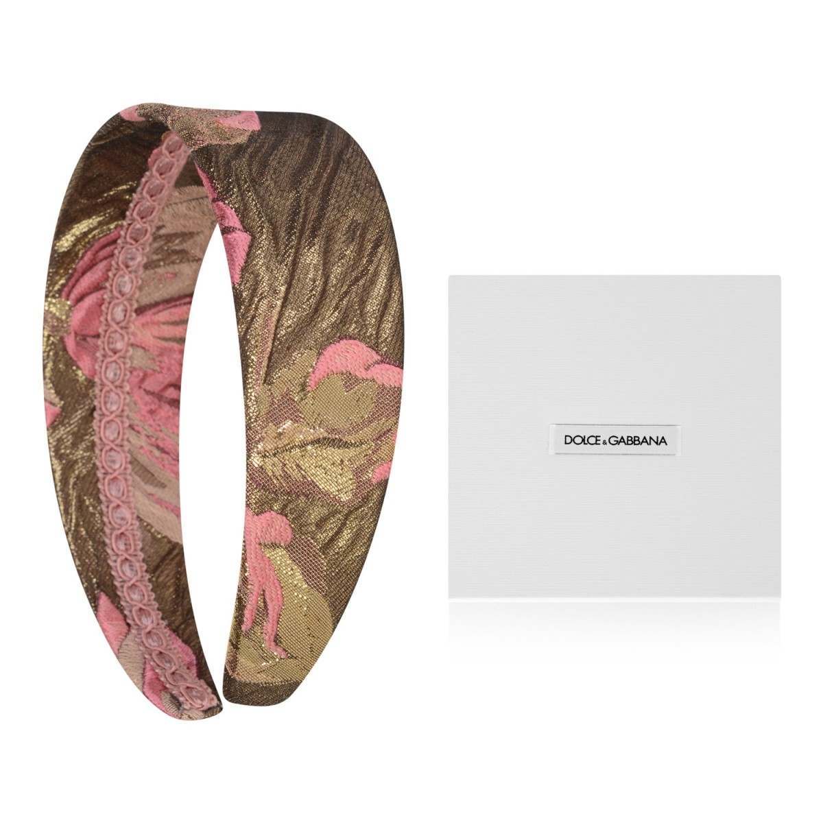 Floral Pink and Gold Logo - Dolce & Gabbana Pink & Gold Floral Jacquard Headband