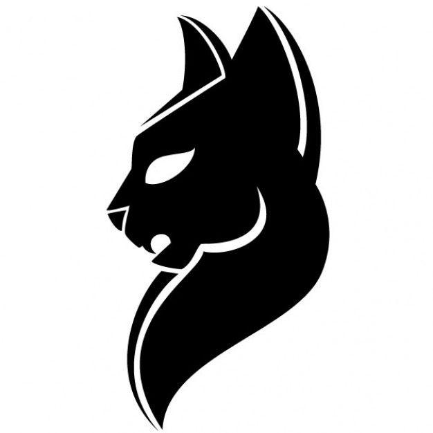 Black Cat Head Logo - Black head of puma illustration Vector