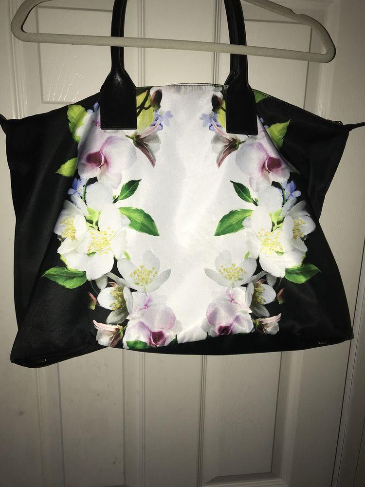Floral Pink and Gold Logo - TED BAKER LONDON XL HOLD-ALL WEEKEND BAG BLACK FLOWERS PINK WHITE ...