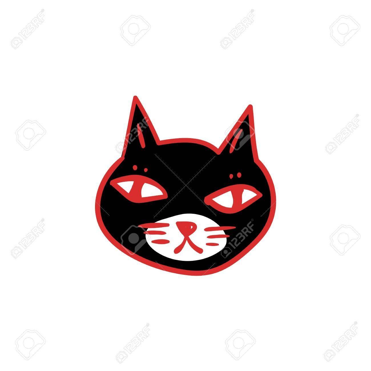 Black Cat Head Logo LogoDix