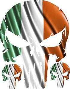 Irish Flag Logo - PUNISHER SKULL IRISH FLAG LOGO VINYL DECAL HOOD SIDE FOR CAR TRUCK