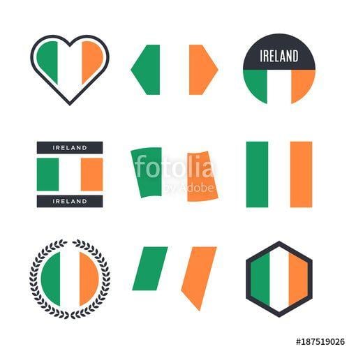 Irish Flag Logo - Ireland flag vector icons and logo design elements with the Irish ...
