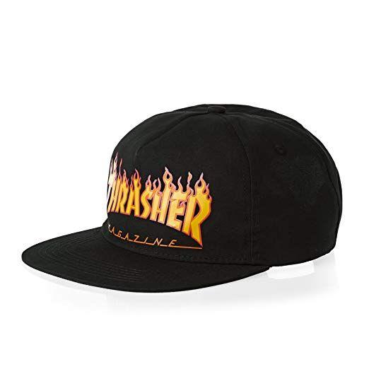 Thrasher Flame Logo - Thrasher Flame Logo Snapback Cap One Size Black: Clothing