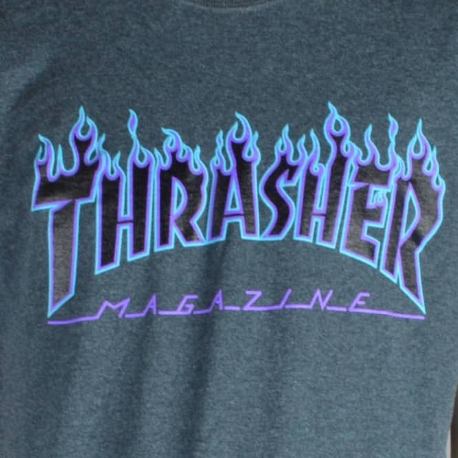 Thrasher Flame Logo - Thrasher Flame Logo Skate T-Shirt - Dark Heather - SKATE CLOTHING ...