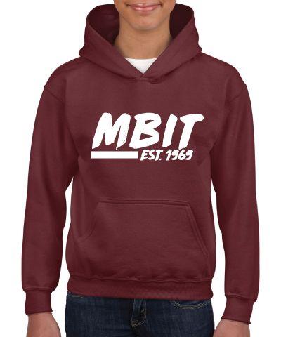 Maroon and White Logo - Maroon Hooded Sweatshirt with White MBIT Logo – MBIT School Store