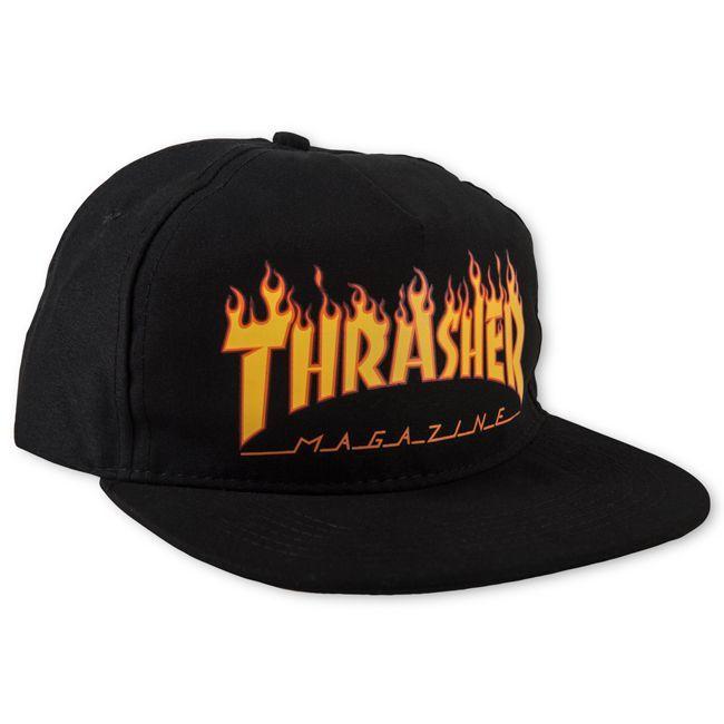 Snapback Logo - Thrasher Flame Logo Snapback (Black)