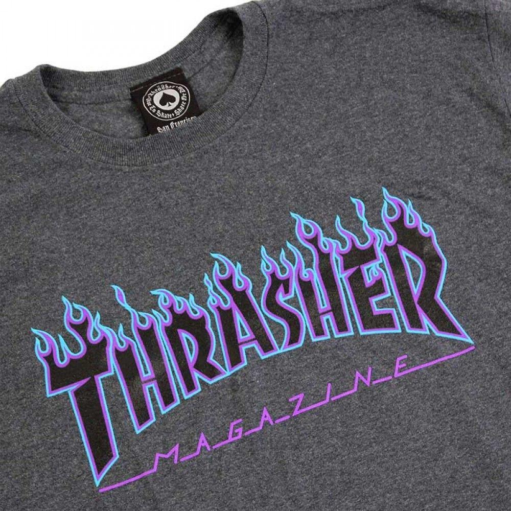 Thrasher Flame Logo - Thrasher - Flame Logo Mens Tee Dark Heather Grey