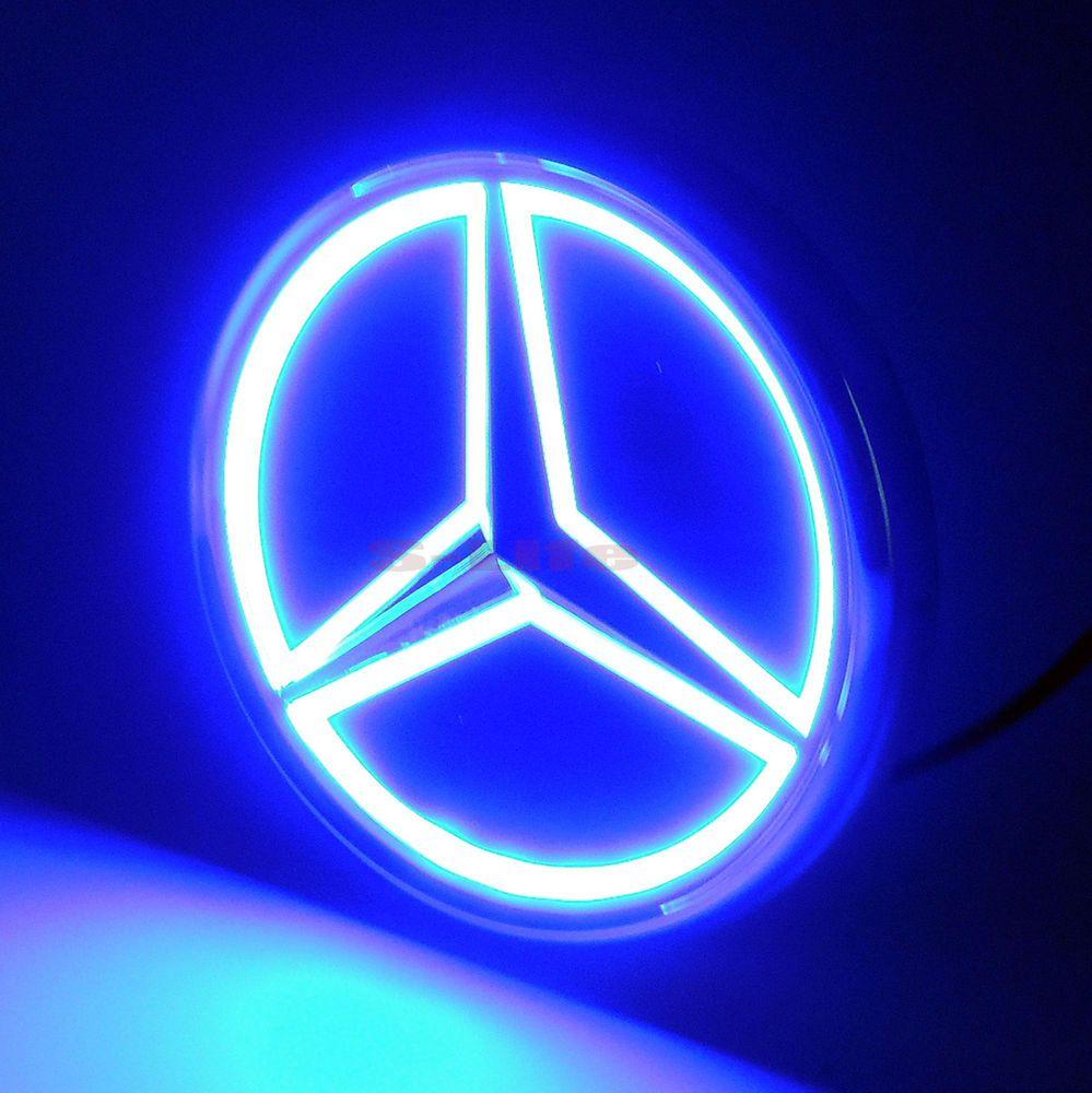 Blue Mercedes Logo - 5D Car LED Tail Logo Lights Badge Emblem Light For Mercedes Benz