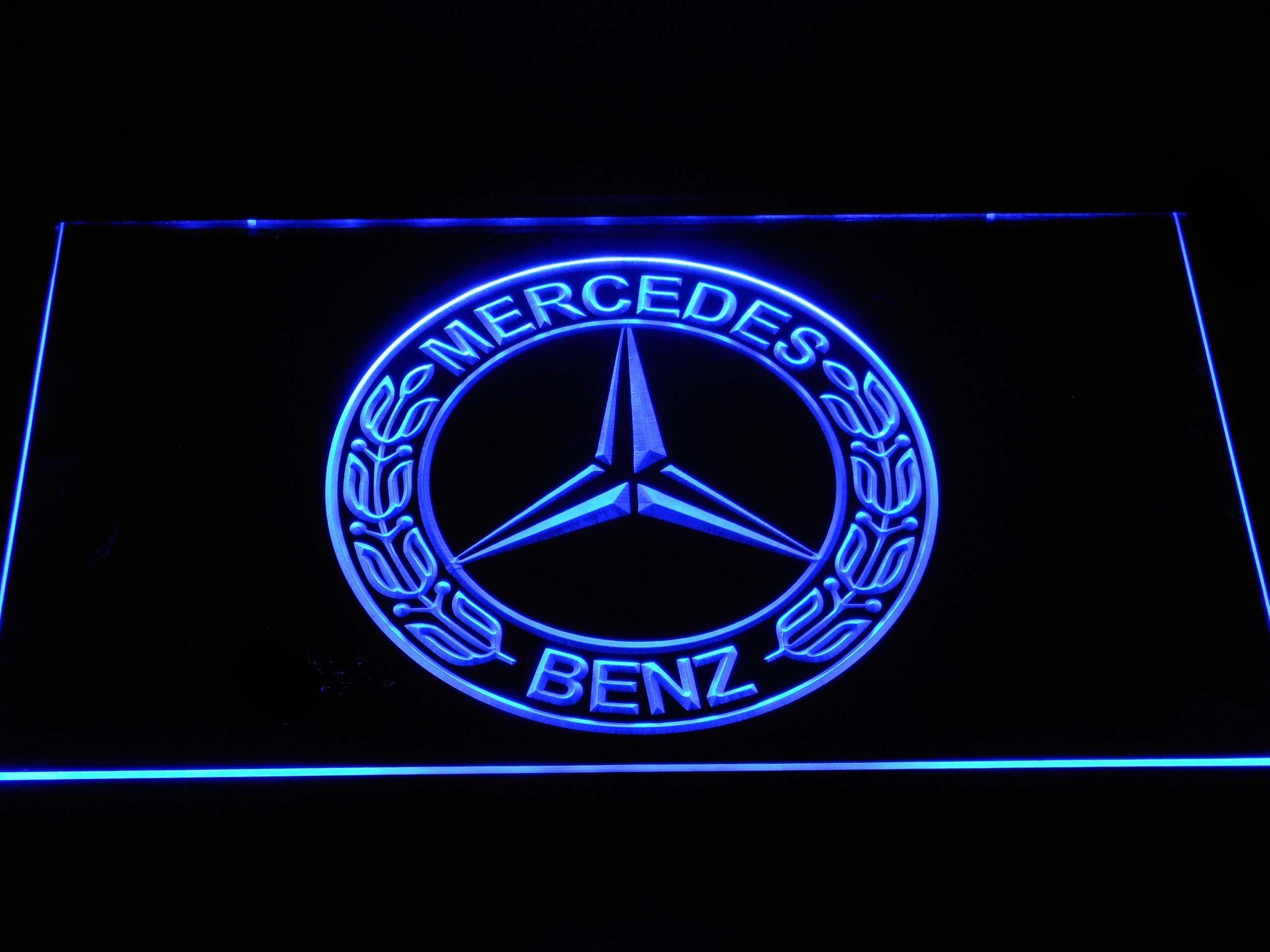 Blue Mercedes Logo - Mercedes Benz Old Logo LED Neon Sign
