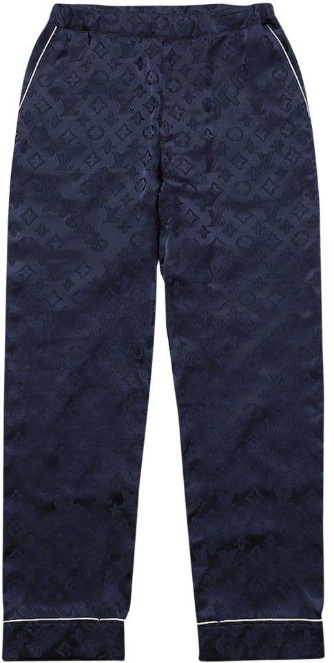 Louis Vuitton Blue Logo - Louis Vuitton x Supreme Blue Navy Monogram Box Logo Pajama Track ...