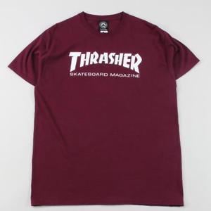 Maroon and White Logo - Details about Thrasher Skateboard Magazine Men's Logo T-Shirt Tee Maroon  White