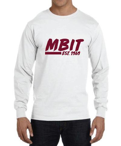 Maroon and White Logo - White Long Sleeve Tee with Maroon Logo – MBIT School Store