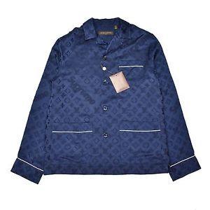 Louis Vuitton Blue Logo - NWT Louis Vuitton Supreme Navy Box Logo Monogram Pajama Shirt Jersey