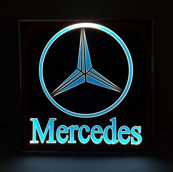 Blue Mercedes Logo - Light Up Square Logo Board - Mercedes
