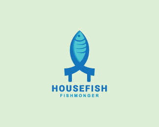 Light Blue Logo - House Fish Logo. Id Brand P1. Logo design, Fish logo, Home logo