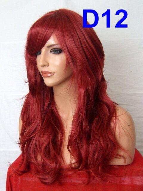 Long Hair with Red Lady Logo - Red Women Fashion Long Curly Cheap Costume Real Natural Ladies Adult ...