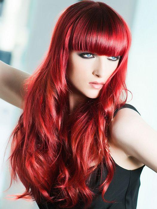 Long Hair with Red Lady Logo - Hair color ideas for wavy hair