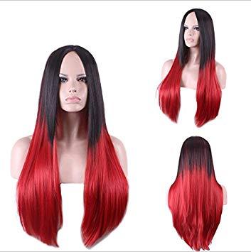 Long Hair with Red Lady Logo - Royalvirgin Fashion Long hair Straight Black Root to Red Ombre ...