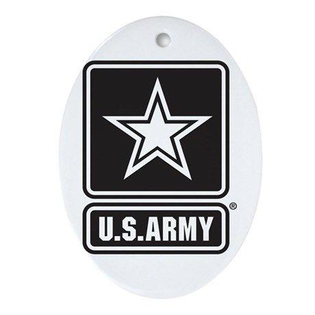 Star in Oval Logo - Army Black Star Logo Oval Ornament