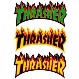 Thrasher Flame Logo - THRASHER FLAME LOGO SKATEBOARD MAGAZINE STICKER VARIOUS COLOURS 6 X