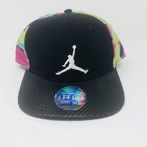 Neon Jordan Logo - Jordan True Snapback hat Logo Camo Neon Pink Blue