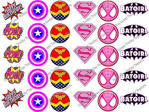 DC Superhero Logo - Pink Girl Marvel DC Superhero Logos Edible Icing Rice Paper
