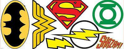 DC Superhero Logo - SUPERHERO LOGOS WALL stickers MURALS 7 decals DC Comics Justice ...