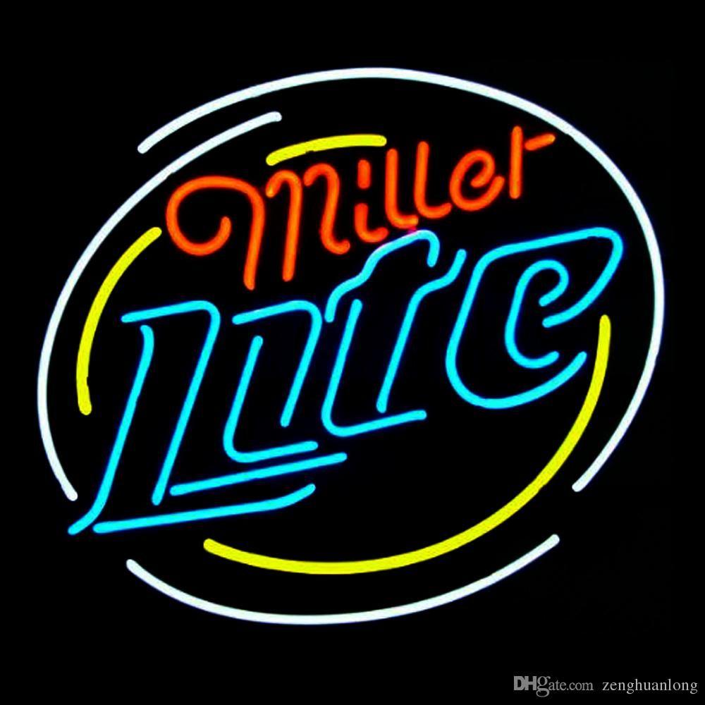 Miller Lite Logo - Fashion Handcraft Miller Lite Logo Real Glass Beer Bar Display