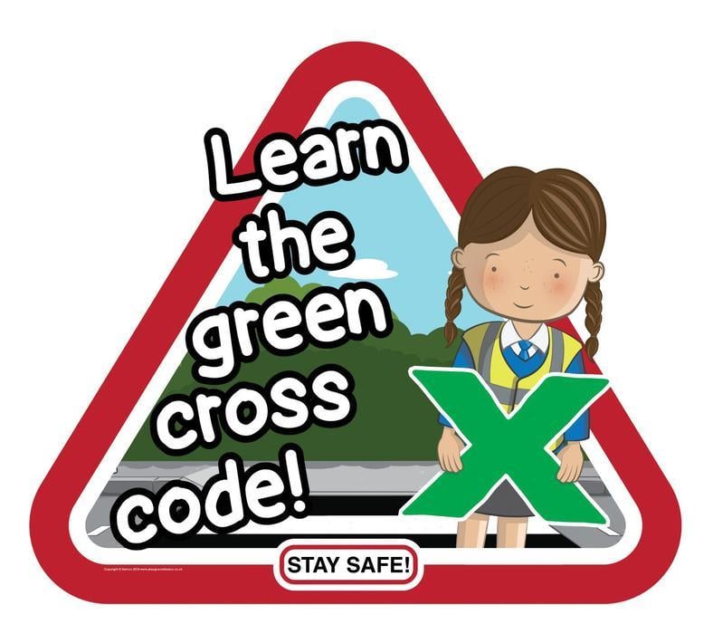 Green Cross for Safety Logo - Road Safety sign - Green Cross Code — Playground Basics