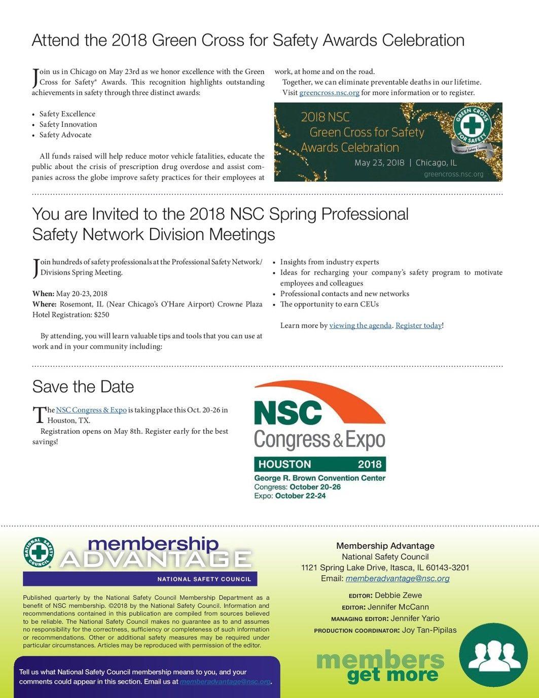 Green Cross for Safety Logo - Membership Advantage Spring 2018