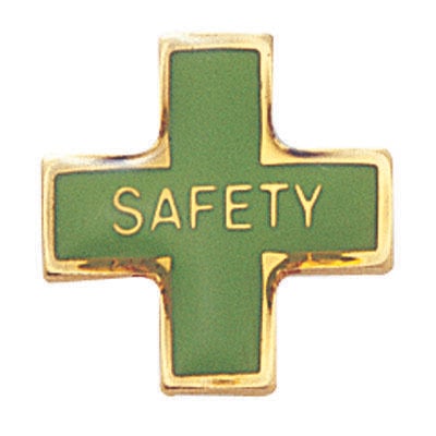 Green Cross for Safety Logo - Safety Cross Green Lapel Pin - Workplace Safety Gift Award