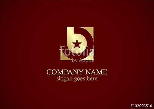 B of a Red and Gold Logo - square letter b star gold company logo