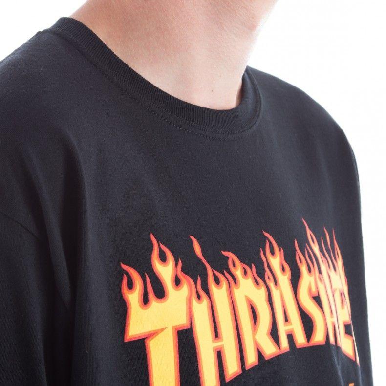 Thrasher Flame Logo - Thrasher Flame Logo Long Sleeve T-Shirt (Black) - Consortium.